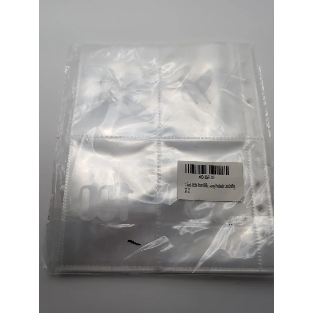 25 Sheets A5 Size Binder Money‎ Pouches 4 Pouches Per Sheet 100 Count